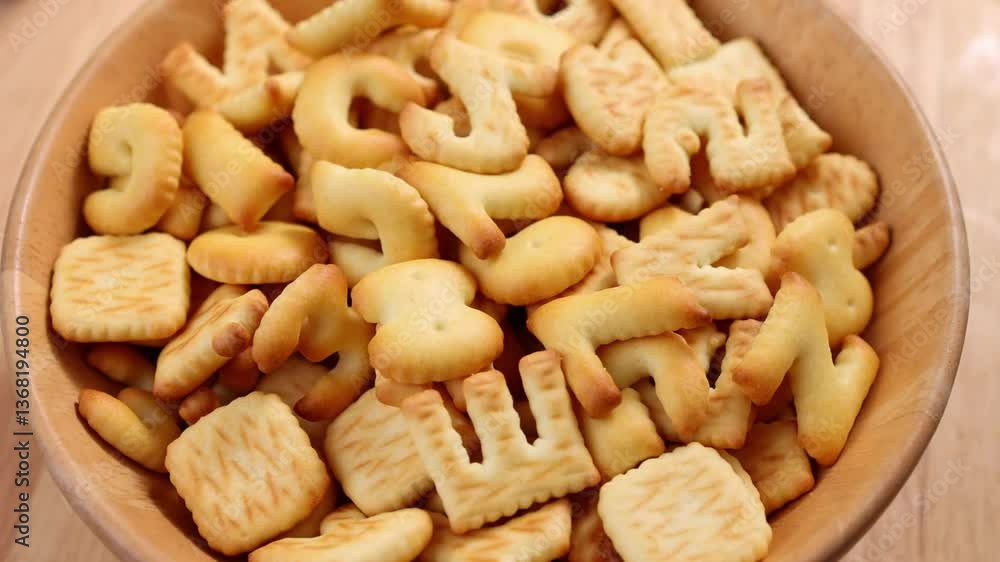 Close-up of crackers in the shape of letters Close-up of crackers in the shape of letters