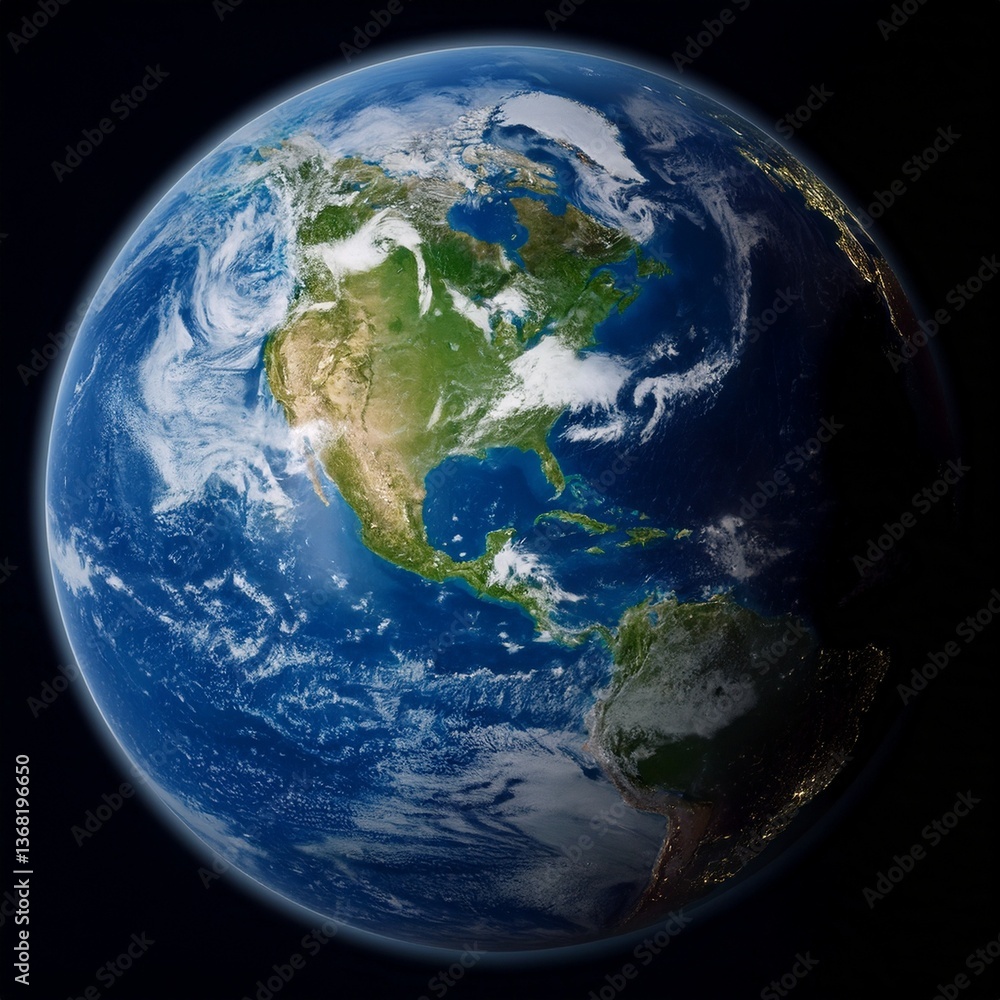 Fototapeta premium planet earth on black background