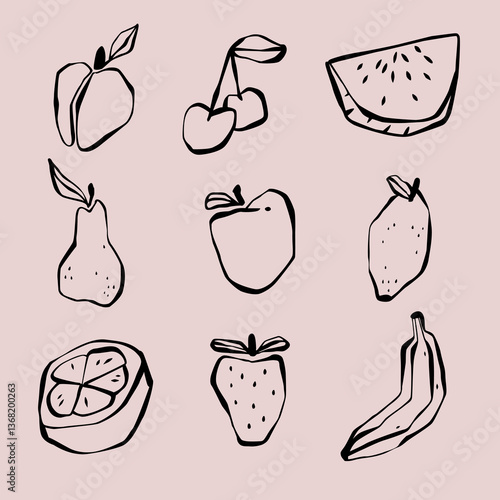 Fruit stylized icons set