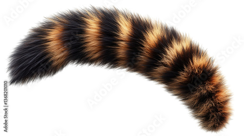 Close-up of raccoon tail on transparent background.