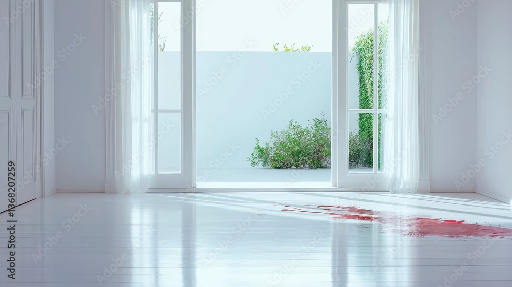 Fototapeta premium Bright, airy room with open doors