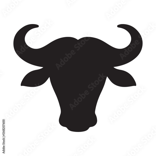 Bull head vector illustration with wildlife silhouette