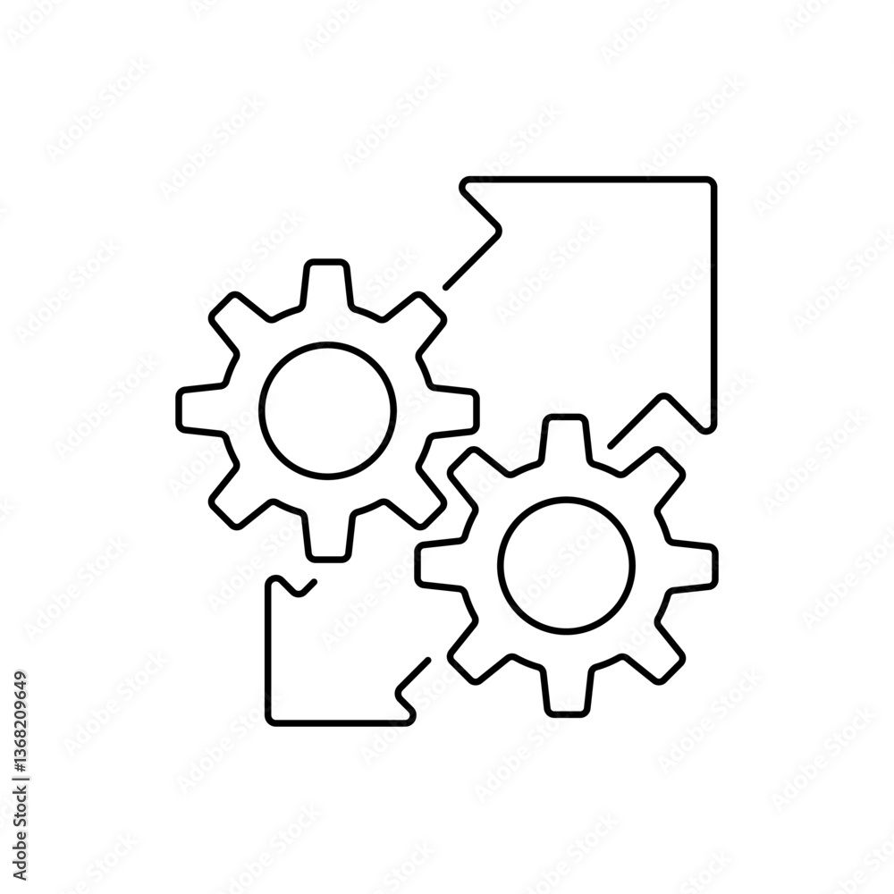 Cogwheels with arrows line icon. Progress concept Cogwheels with arrows line icon. Progress concept