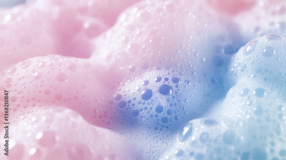 Dreamy Closeup of Soft Pink and Sky Blue Soap Foam Cells with Gentle Pastel Gradient Dreamy Closeup of Soft Pink and Sky Blue Soap Foam Cells with Gentle Pastel Gradient