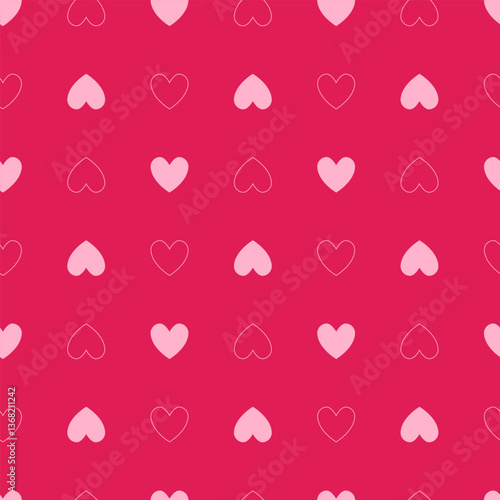 Vector pattern with hearts on a pink background 