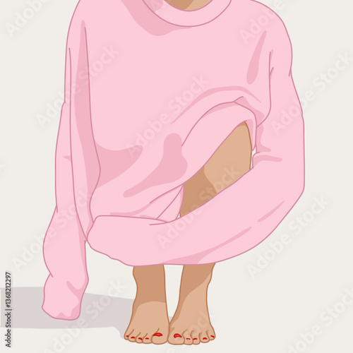 Woman Wearing a Pastel Sweater Illustration