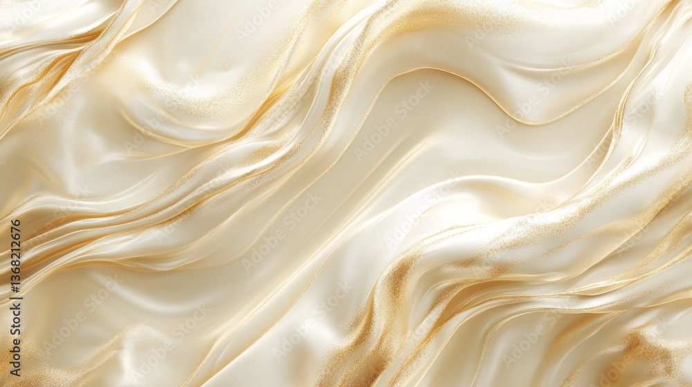 Obraz premium Luxurious Golden Sand and Soft Ivory Background with Fluid Swirl Effect and Subtle Metallic Shimmer