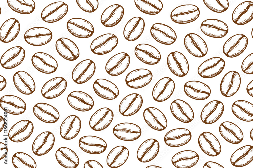 Obraz premium Seamless Hand-Drawn Coffee Bean Pattern Design