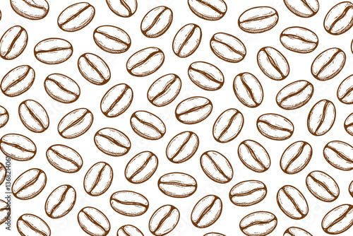 Seamless Hand-Drawn Coffee Bean Pattern Design