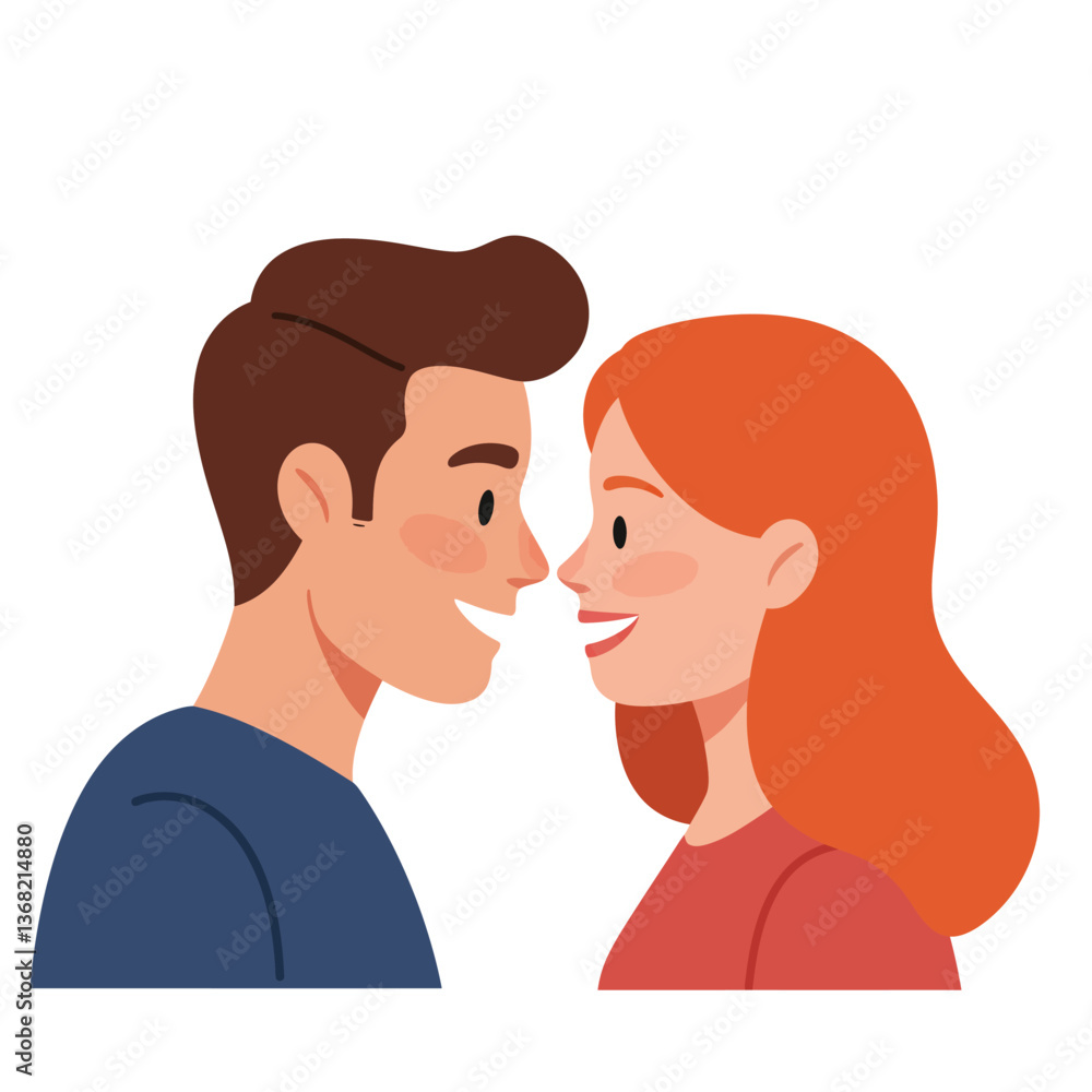 Couple sharing a joyful moment in a flat minimal vector illustration Couple sharing a joyful moment in a flat minimal vector illustration