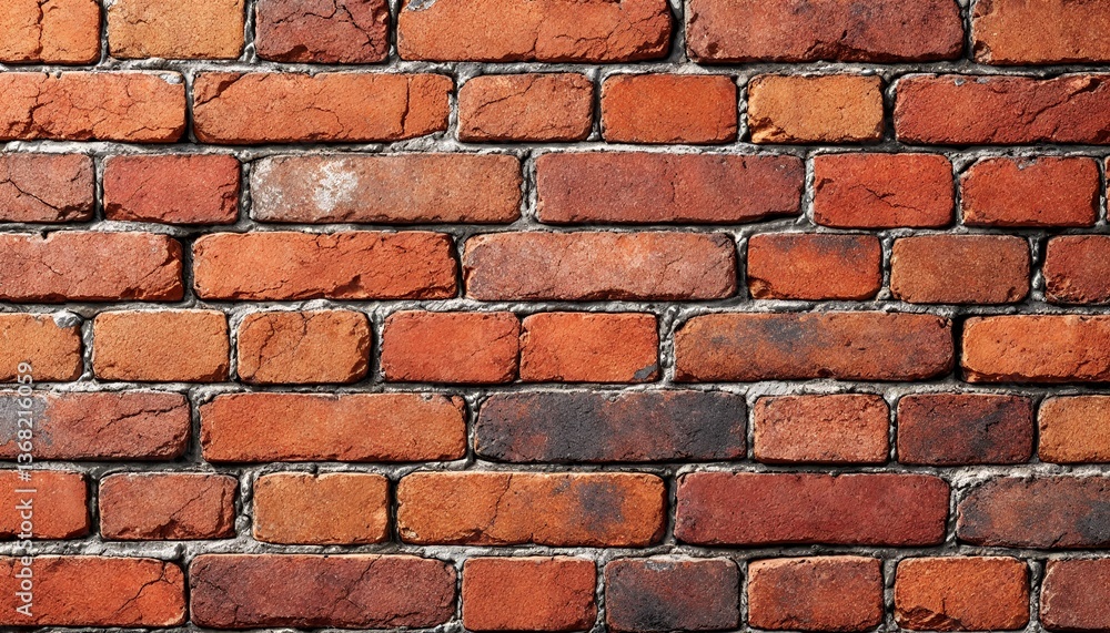 Obraz premium Rustic Brick Wall Texture with Red and Orange Tones for Design