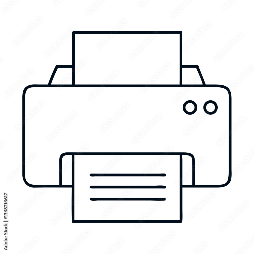 Printer icon illustration with document output in minimalist style Printer icon illustration with document output in minimalist style