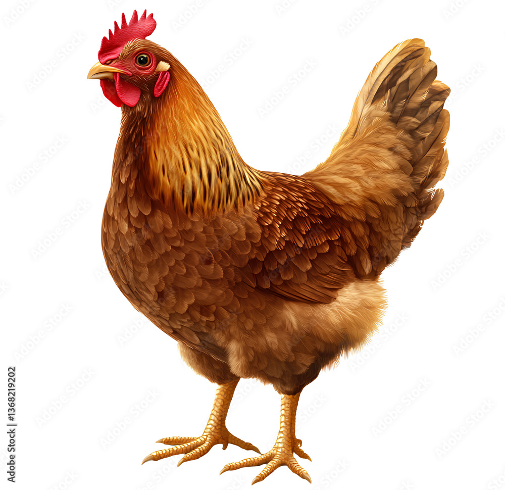 Fototapeta premium Realistic chicken isolated on a transparent background, PNG 