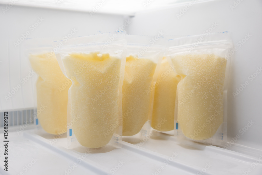 Breast milk storage bags in home freezer