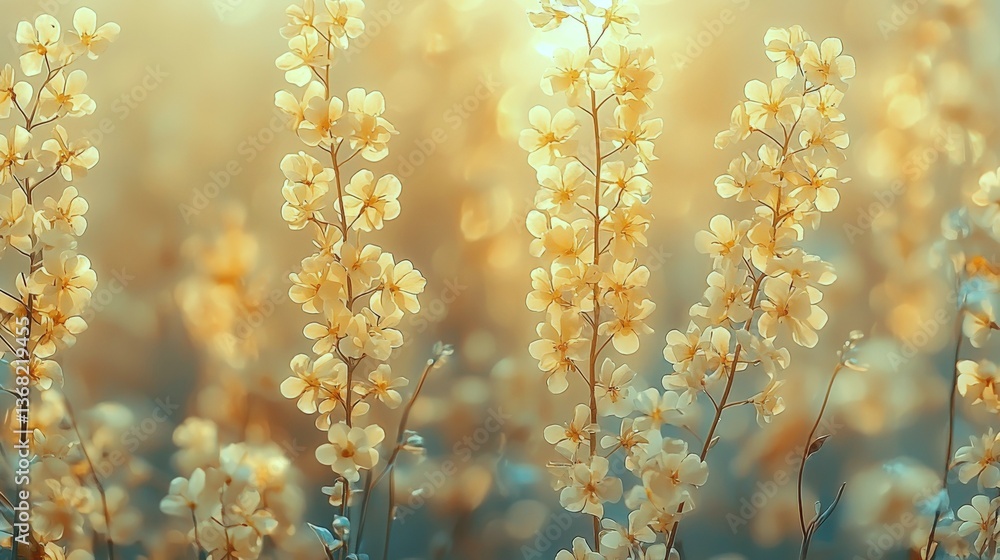 Fototapeta premium Golden canola seeds and oil refinery silhouettes create a contrasting macro landscape