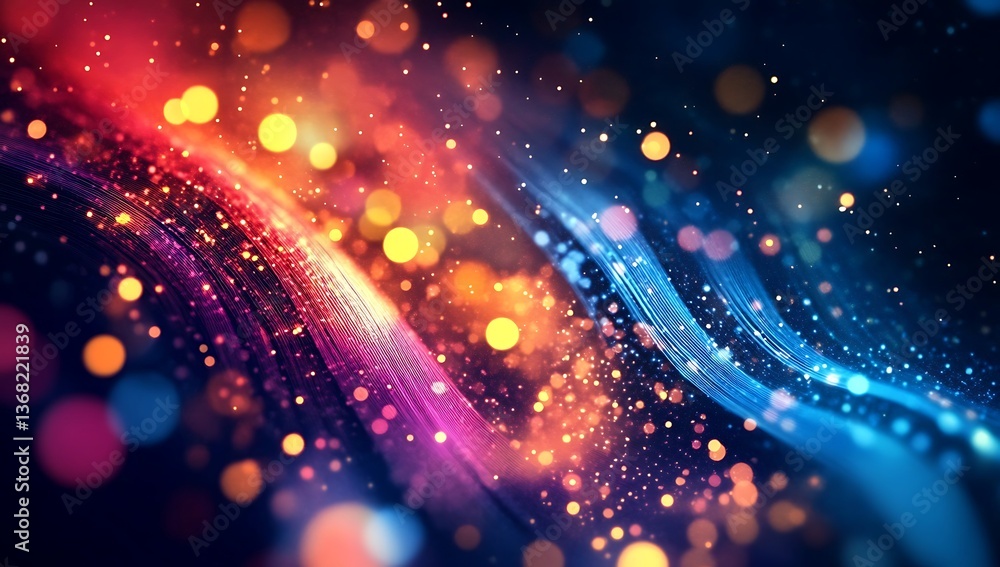 Obraz premium Abstract background with colorful lines and wavy shapes on a black background