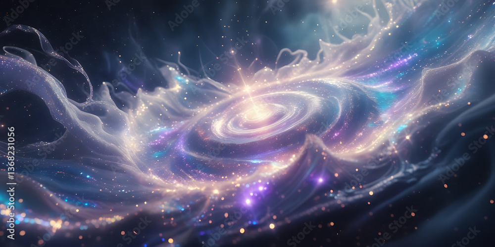 Obraz premium Vibrant Swirling Galaxy Illuminated by Stars and Ethereal Colors