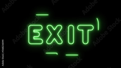 Animated green exit text neon sign
