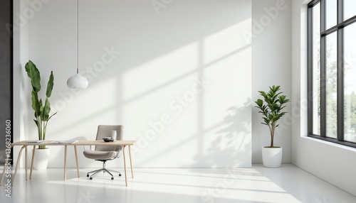 Minimalist office space with natural light.