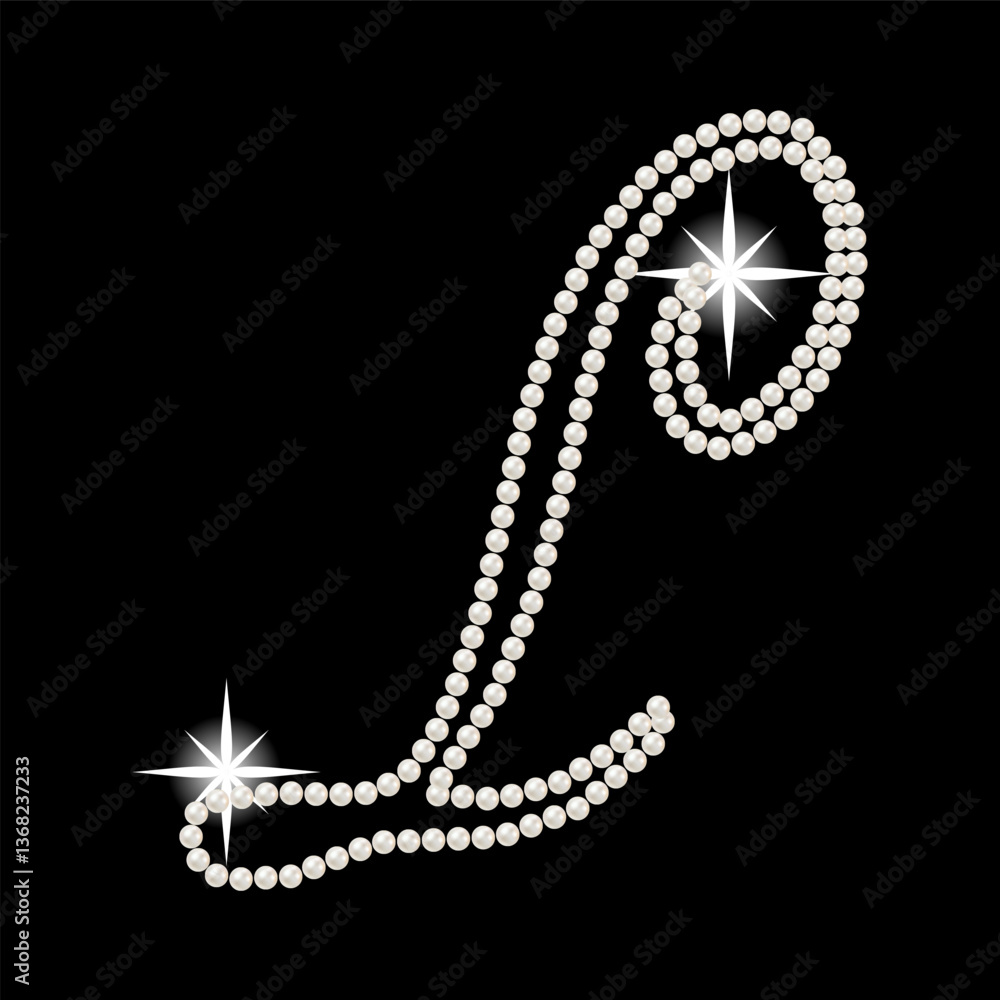 Obraz premium Capital Letters of English alphabet romantic with pearls