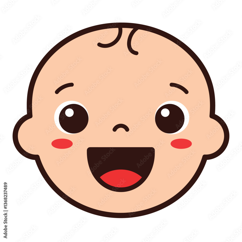 Happy baby face illustration in flat style with bright colors and cheerful expression vector art Happy baby face illustration in flat style with bright colors and cheerful expression vector art