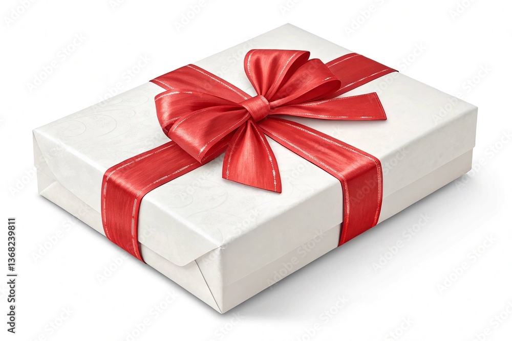 Fototapeta premium Gift box with red bow isolated transparent background 