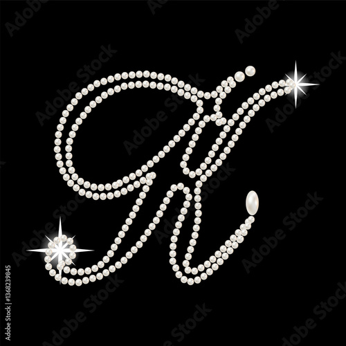 Capital Letters of English alphabet romantic with pearls