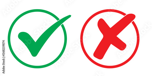 Free Download Tick, cross icon button set. Yes or no symbol, approved or rejected icon for user interface. - GFXLoad