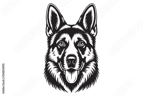 German Shepherd dog Black and White Vector