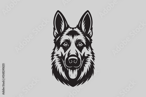 German Shepherd dog Black and White Vector