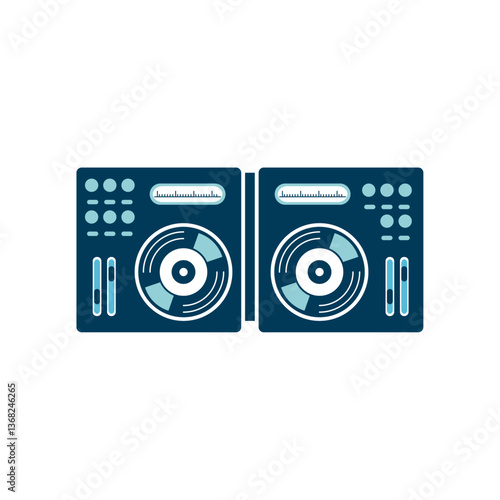 Vector Illustration of a DJ Turntable Setup - Audio Mixing Equipment Icon