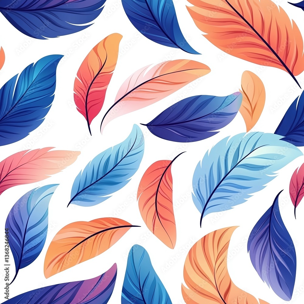 Fototapeta premium Seamless pattern of abstract feathers nature digital art soft textures aesthetic design