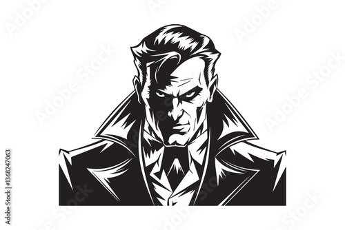 vintage man Black and White Vector