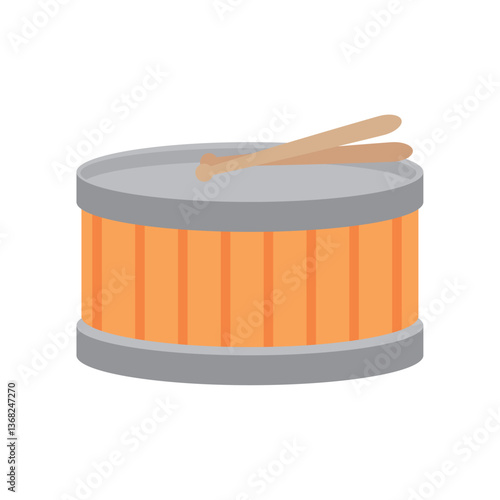 Vector Illustration of a Snare Drum with Drumsticks - Percussion Instrument Icon