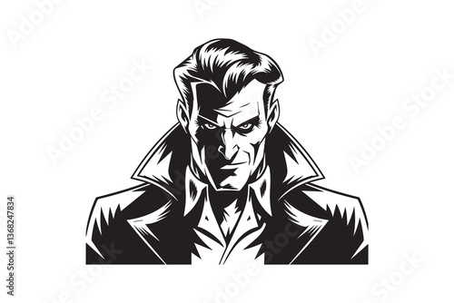 vintage man Black and White Vector