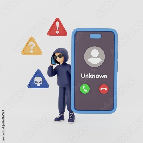 Obraz na plátně A phone scammer calls from an unknown number