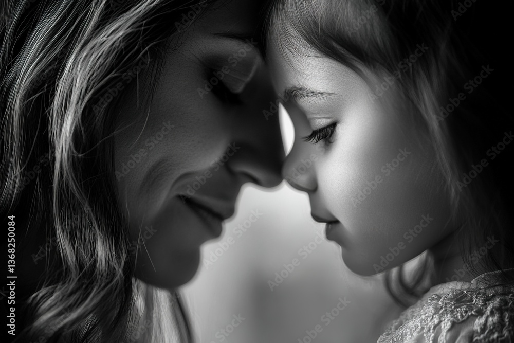 The bond between mother and daughter: Woman sharing a face to face moment with her child The bond between mother and daughter: Woman sharing a face to face moment with her child