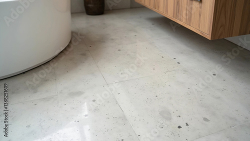Polished Concrete Bathroom Floor with Subtle Speckles