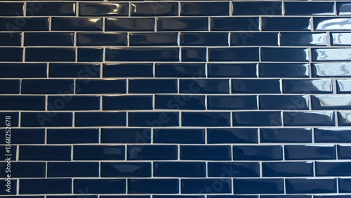 Glossy Navy Blue Subway Tile Kitchen Floor