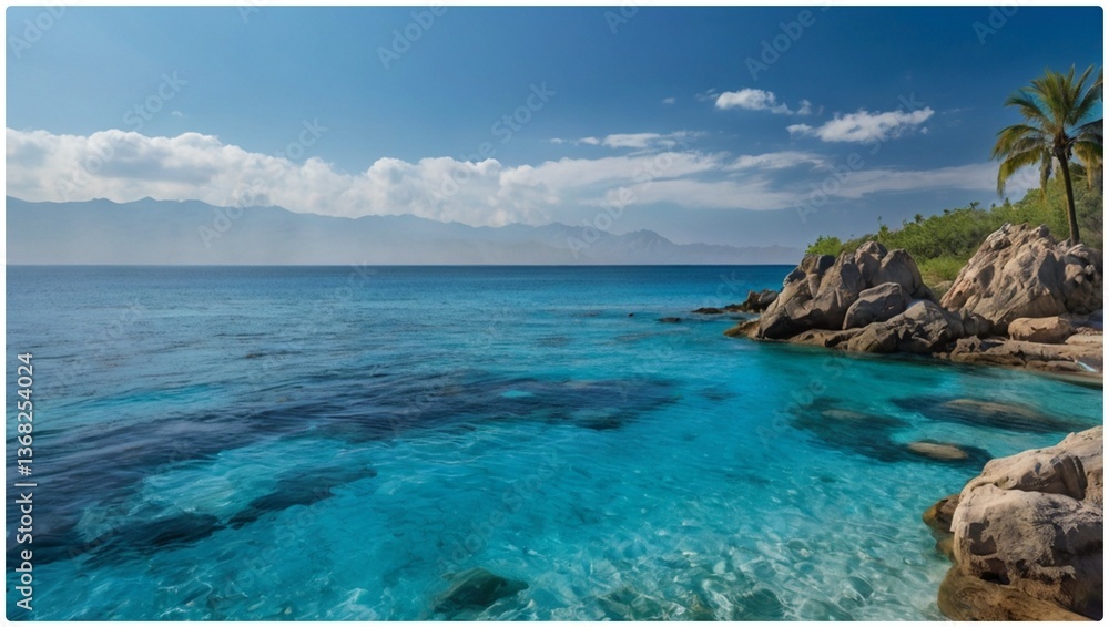 Fototapeta premium tropical beach with palm trees