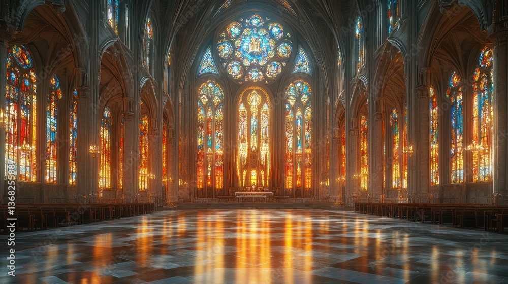 Obraz premium Radiant Cathedral: A Symphony in Stained Glass
