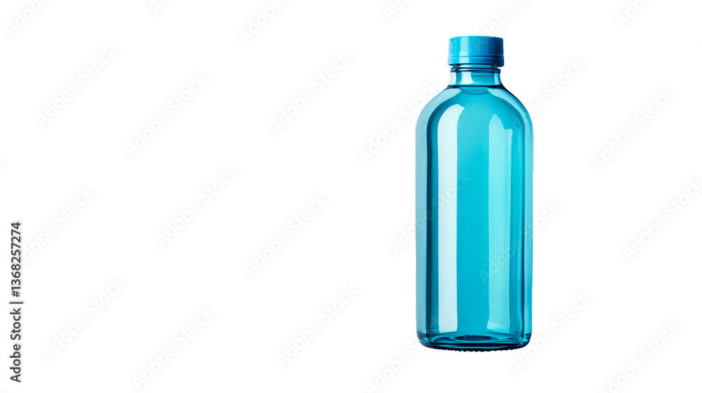 Aqua water glass bottle, reusable container in a black background, cut out transparent Aqua water glass bottle, reusable container in a black background, cut out transparent
