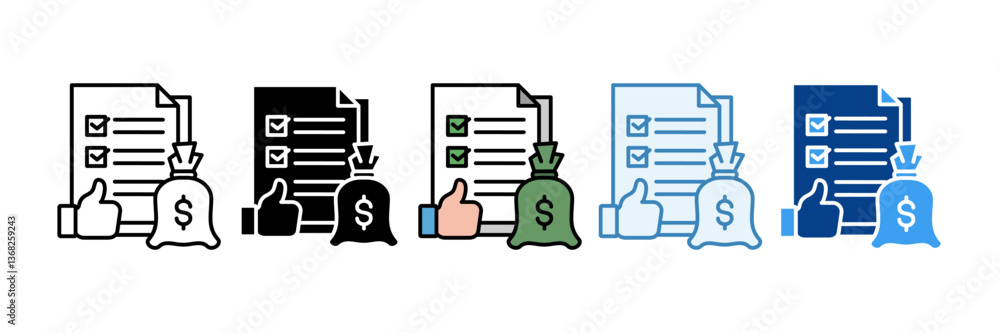 Obraz premium Valuation Icon Set Multiple Style Collection