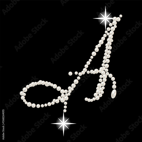 Capital Letters of English alphabet romantic with pearls