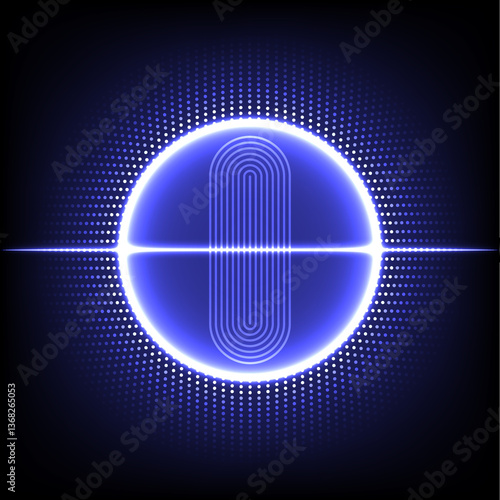 Abstract Blue Circle with Digital Lines: Futuristic Technology Background