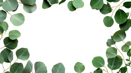 Eucalyptus foliage frame with transparent background, cut out transparent