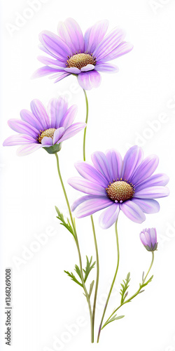 pink flowers isolated on white background