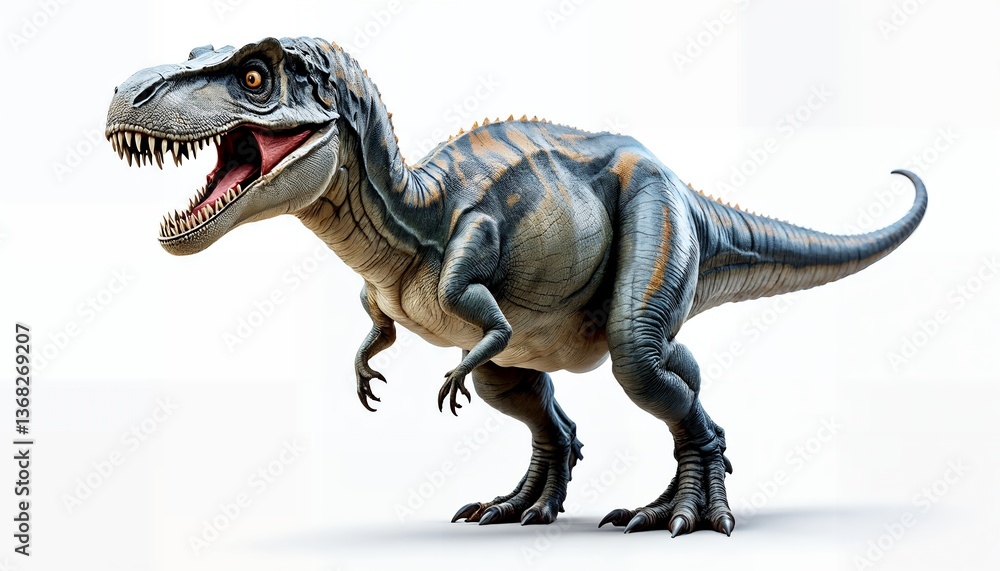 Fototapeta premium Illustration of Dinosaur Standing with Open Mouth on White Background