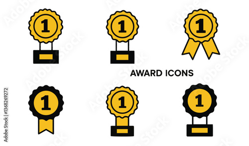 Elegant award designs showcasing creative trophy, medal, ribbon graphics tailored for modern recognition campaigns

