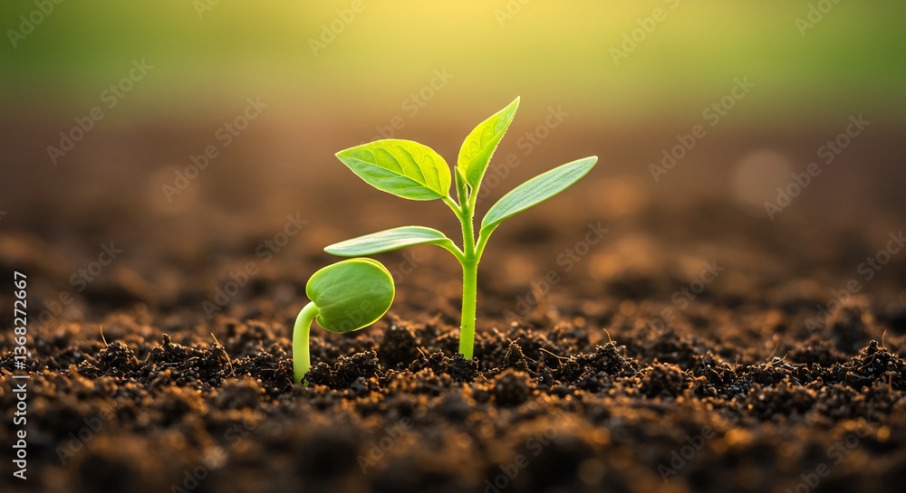 Fototapeta premium Sprout Emerging Warm Sunlight Growth. AI Generated